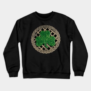 Celtic Knot Shamrock Black Background Crewneck Sweatshirt